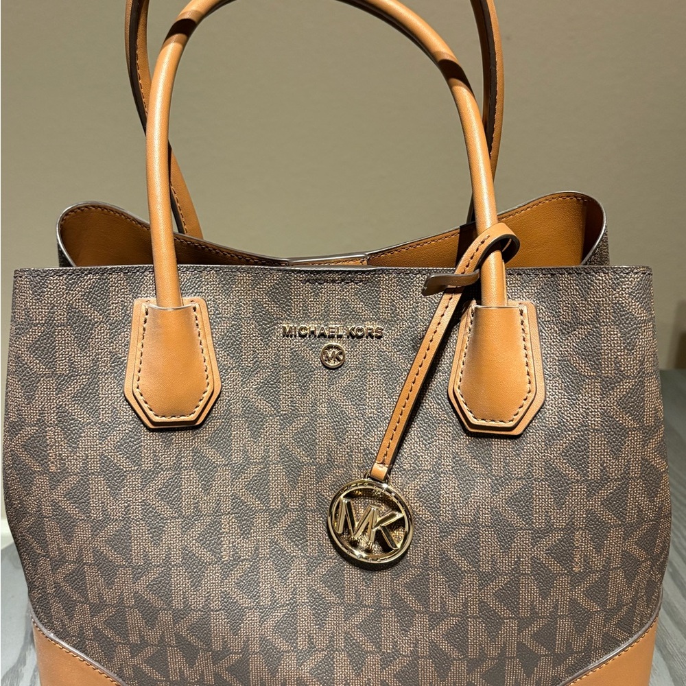 Michael Kors Brown and Tan Logo Tote